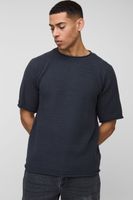 camiseta recta de punto gofre gris