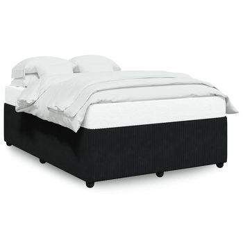 Cama De Matrimonio | Cama De Adulto | Estructura De Cama Sin Colchón Terciopelo Negro 140x200 Cm