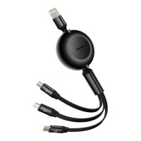 cable usb baseus bright mirror 2 carga rapida 3 en 1 retractil 66w negro