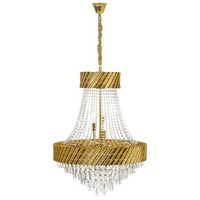 lampara colgante de arana estilo glamuroso base de metal con cristales dorado karsa
