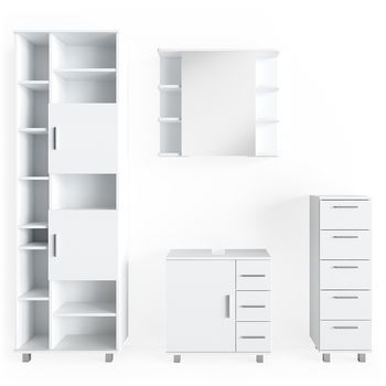 Conjunto De Muebles De Baño Ilias 4 Partes, Con Armario Alto Vicco