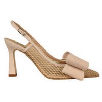 ezzio zapatos de tacon salon geometrico tacon 7cm en piel ante y rejilla con lazo para mujer