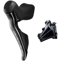 shimano dura-ace di2 r9170 hydraulic disc brake sti lever with flat mount caliper - leftrear