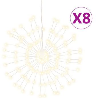 Luces De Navidad De Estrellas 8 Uds 140 Led Blanco Cálido 17 Cm Vidaxl
