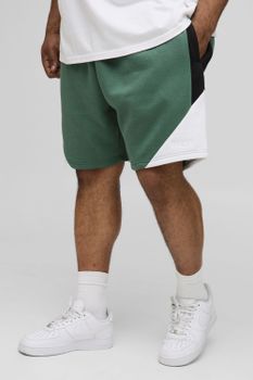 Pantalón Corto Tall Man Holgado De Tela Jersey Con Colores En Bloque, Verde