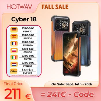 HOTWAV Cyber 18, Teléfono Inteligente Resistente con Android 16, Octa-core, Pantalla de 6.75'' y 120Hz, 8GB de RAM, 256GB de ROM, Cámara Trasera de 64MP + Frontal de 16MP + Visión Nocturna de 20MP,