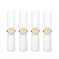 anillos de servilleta flores rosas y doradas - set de 4