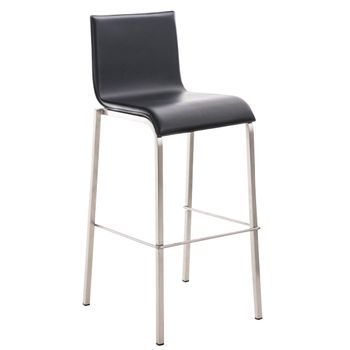 Taburete Avola Con Base De Acero Inoxidable Simil Cuero Negro 51x43x103 Cm Clp