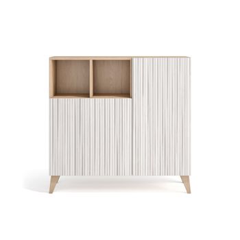 Zapatero melamina roble claro puertas impresas vallado blanco 87x90x27