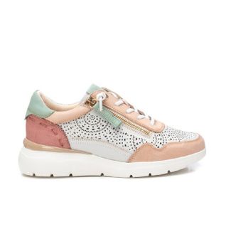 Carmela para mujer. 16227405-NUDE Zapatillas de piel 162274 multicolor (39), Plano, Cordones, Cremallera, Casual