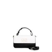 bolso de mano bicolor con logo a juego bandolera extraible y solapa black