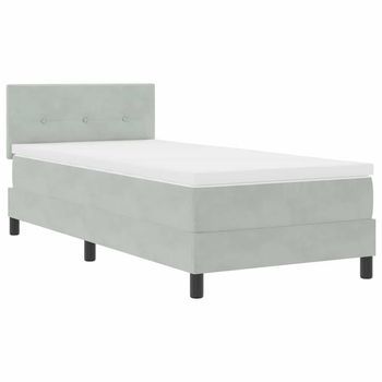 Cama Con Somier Y Colchón Gris Claro 80 X 200 Cm Tela