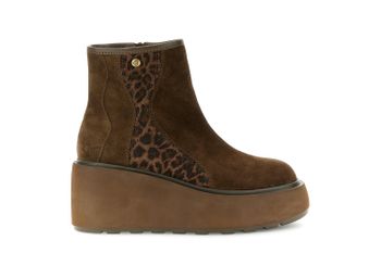 botines de cuña de ante con detalle de leopardo chocolate leopard 35