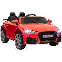 homcom coche electrico para ninos audi tt rojo con mando a distancia musica luces y bateria doble puerta 103x63x44cm   aosom espana
