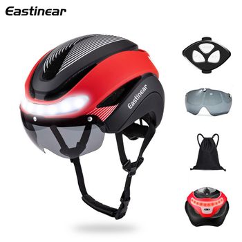 Eastinear-casco de bicicleta con luces Led delanteras y traseras, casco de Ciclismo de Carretera urbano, accesorios de bicicleta con señal de giro recargable