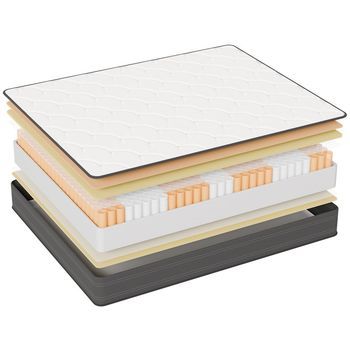 Colchón de Muelles Ensacados 160 x 200 cm - Grosor 22 cm - Confort ergonómico + Alta transpirabilidad