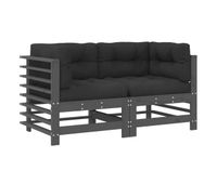 vidaxl sofas esquineros con cojines 2 uds madera maciza de pino gris