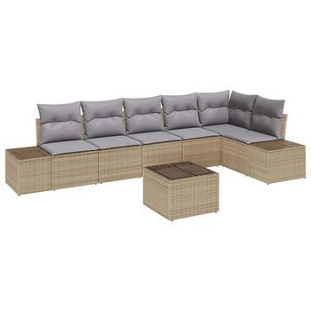 Conjunto De Sofás De Jardín Beige Y Gris Claro Ratán Sintético Vidaxl