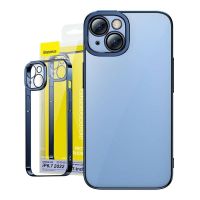 funda baseus glitter transparente con cristal templado azul para iphone 14 plus