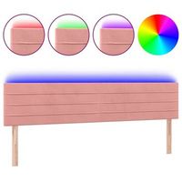cabecero cama  panel de cabecera con led de terciopelo rosa 160x5x7888 cm