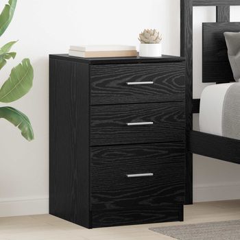 Mesita De Noche - Mueble Para Dormitorio - Madera De Ingeniería - Roble Negro (40x40x63cm)