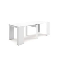 mesa consola extensible  mesa comedor plegable  220  para 10 comensales  comedor y cocina  estilo moderno  blanco