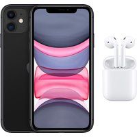 apple iphone 11  airpods with charging case 2nd generation bundle - 128 gb black black