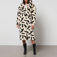 jakke katie printed faux fur coat - m