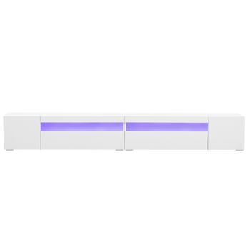 Mueble De Tv Blanco De 240 Cm Con Iluminación Led De Color Variable