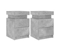 vidaxl mesitas de noche con luces led 2 uds gris hormigon 35x39x55 cm
