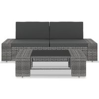 conjunto de muebles de jardin 3 uds  mesa y sillas ratan sintetico gris