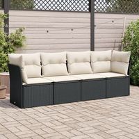 conjunto de sofas jardin 4 uds  mueble jardin mesa y sillas con cojines ratan sintetico negro cfw731633