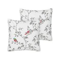 conjunto de 2 cojines de algodon bordado pajaros 45 x 45 cm blanco dillenia