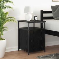 mesita de noche 2 uds - mueble dormitorio - madera contrachapada - roble negro 40x42x60cm