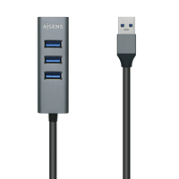 aisens hub usb30 aluminio tipo am - 4x tipo ah negro 30 cm