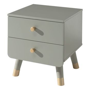 Mesita De Noche Billy 2 Cajones Madera Verde Oliva Vipack