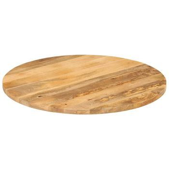 Tablero De Mesa | Tablero Escritorio Redondo Madera Maciza De Mango Ø 70x3,8 Cm