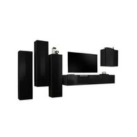 conjunto de muebles para sala switch iii - negro brillante - mueble para tv y almacenamientos suspendidos de diseno
