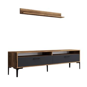 Mueble Tv Con Estante Estambul Antracita Nogal