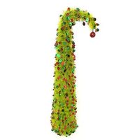 arbol de navidad artificial verde de tronco torcido de 15 metros de largo con bolas de colores y grandes piezas plegables