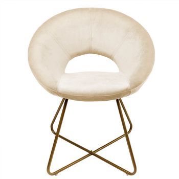 Silla De Terciopelo Con Mesa Auxiliar Selesa - Beige