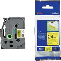 brother tze-s651 original p-touch label tape 24mm x 8m black on yellow