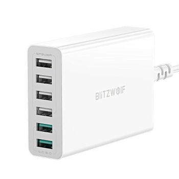 Cargador BlitzWolf BW-S15 6 Puertos USB 60W Quick Charge 3.0 Blanco