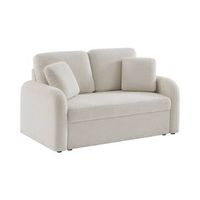 sofa de borreguito con lineas redondeadas 2 plazas crema