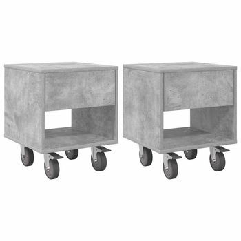 Mesita De Noche 2 Uds. Gris Concreto 40,5 X 40 X 48 Cm Vidaxl