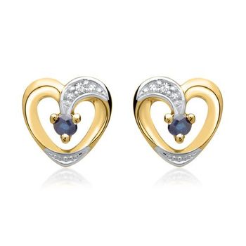 14 quilates pendientes 2 zafiros diamantes 0,008 ct.
