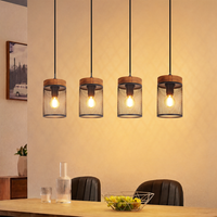lampara colgante negra de 4 luces estilo vintage con casquillos e14 diseno industrial retro para salon o comedor zmh