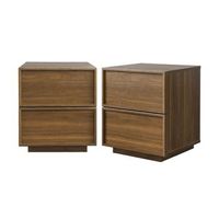 mesita efecto madera 2 cajones set de 2 nogal