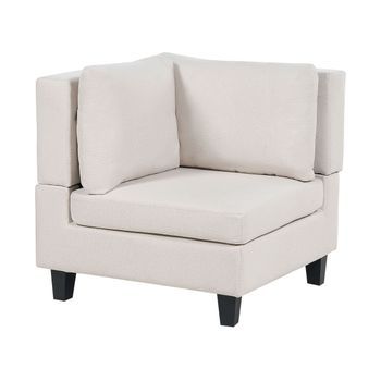 Sillón Modular Esquinero De Tela 1 Plaza Acolchado Con Cojín Beige Claro Unstad