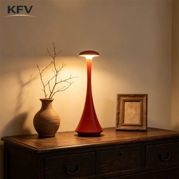 Lámpara de mesa con forma de hongo KFV, recargable, inalámbrica, con control táctil, lámpara de escritorio creativa, lámpara de escritorio con conexión USB tipo C, lámpara de ambiente para el hogar y